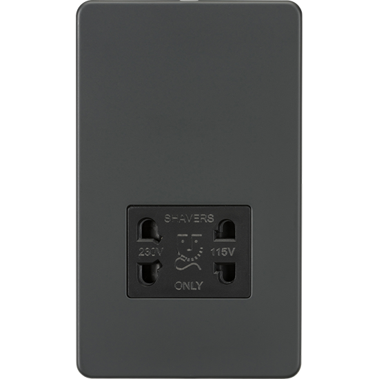 Picture of Screwless 115V/230V Dual Voltage Shaver Socket - Anthracite