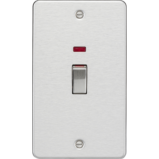 Picture of Flat Plate 45A (2G size) DP Switch with Neon - Brushed Chrome