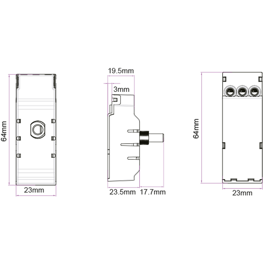 Picture of Eclipse 250VA 2 Way Push On Push Off Replacement LED Dimmer Module Switch (100VA Leading Edge & 250VA Trailing Edge Dimmer)