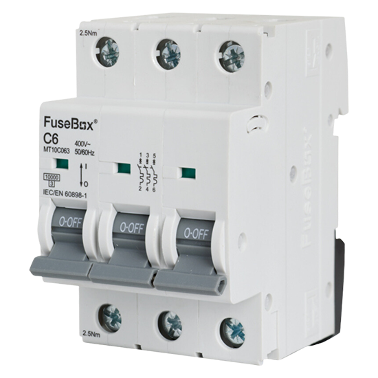 Picture of MT10C063 6A C Type MCB 10kA 3 Pole 