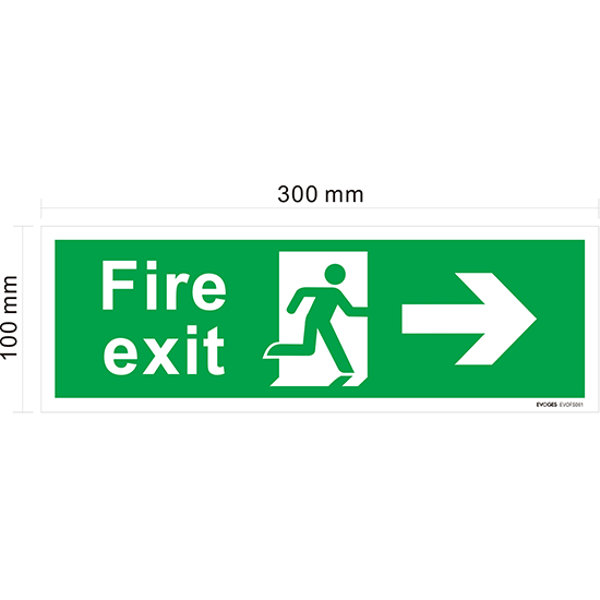 Picture of Fire Exit Arrow Right Sign – 300mm x 100mm (Pack of 3)