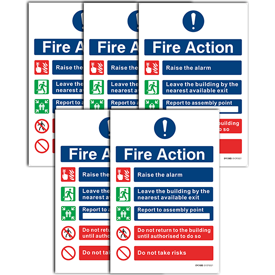 Picture of PVC Fire Action Notice Sign – Pack of 5