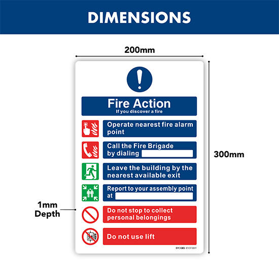 Picture of PVC Fire Action Notice Sign (If You Discover A Fire) - Pack of 5