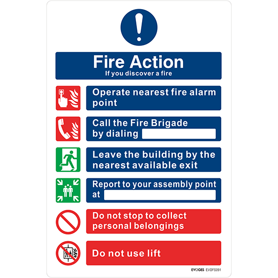 Picture of PVC Fire Action Notice Sign (If You Discover A Fire) - Pack of 5