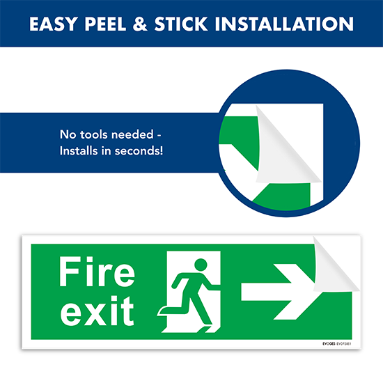 Picture of Fire Exit Arrow Right Sign – 300mm x 100mm (Pack of 3)
