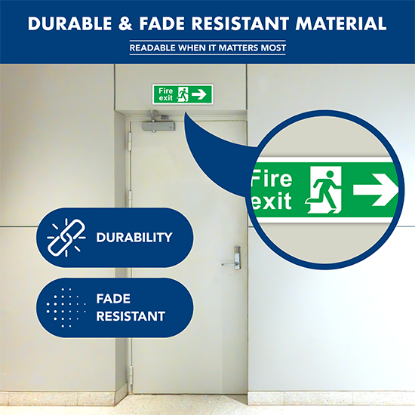 Picture of Fire Exit Arrow Right Sign – 300mm x 100mm (Pack of 3)