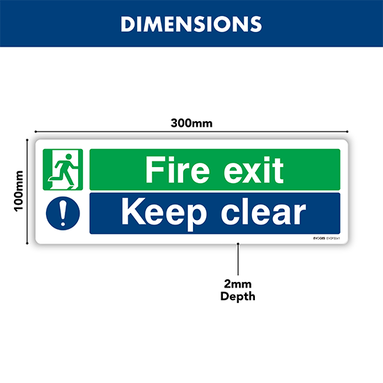 Picture of PVC Fire Exit Keep Clear Sign – 300mm x 100mm