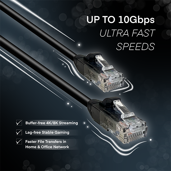 Picture of CAT6A Ethernet Cable 0.5m (Black) – RJ45 Male to Male