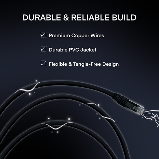 Picture of CAT6A Ethernet Cable 0.5m (Black) – RJ45 Male to Male