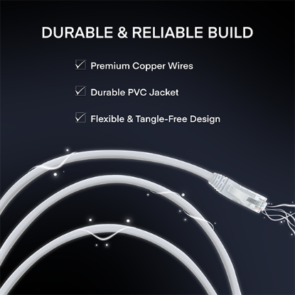 Picture of CAT6A Ethernet Cable 1.0m (White) – RJ45 Male to Male    