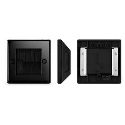 Picture of Black Brush 1 Gang Wall Outlet Entry Plate – Cable Management