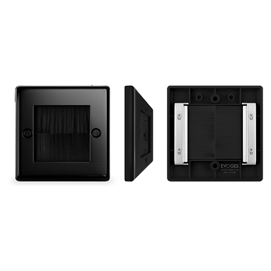 Picture of Black Brush 1 Gang Wall Outlet Entry Plate – Cable Management