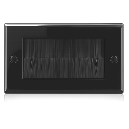 Picture of 2 Gang Brush Plate 85x145mm - Black