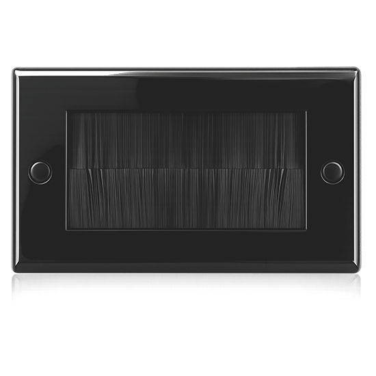 Picture of 2 Gang Brush Plate 85x145mm - Black