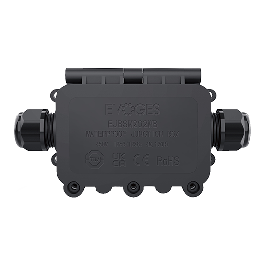 Picture of IP68 2-Way Waterproof Junction Box with M20 Glands & Terminal Block – Black