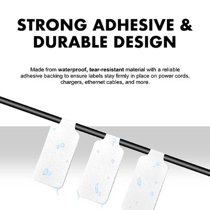 Picture of Hook-to-Hook Cable Tags (White) – 24 Durable Self-Adhesive Labels for Easy Cable Management