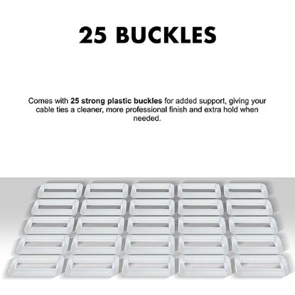 Picture of 5m x 20mm Hook & Loop Cable Tape – Self-Adhesive, Reusable, Heavy-Duty with 25 Buckles (White)