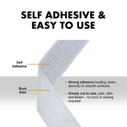 Picture of 5m x 20mm Hook & Loop Cable Tape – Self-Adhesive, Reusable, Heavy-Duty with 25 Buckles (White)