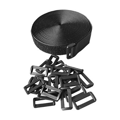 Picture of 5m x 20mm  Hook & Loop Cable Tape – Self-Adhesive, Reusable, Heavy-Duty with 25 Buckles (Black) 