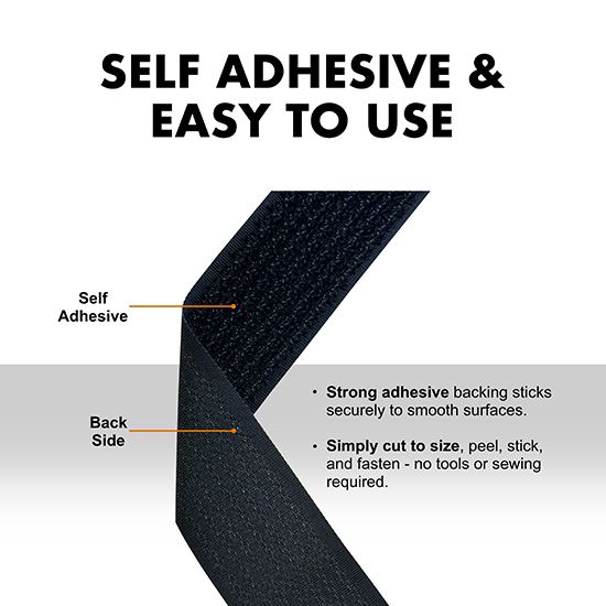 Picture of 5m x 20mm  Hook & Loop Cable Tape – Self-Adhesive, Reusable, Heavy-Duty with 25 Buckles (Black) 