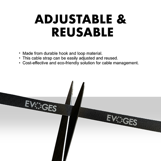 Picture of 20mm Black Cable Strap – Reusable, Adjustable Cable Tidy (5m)
