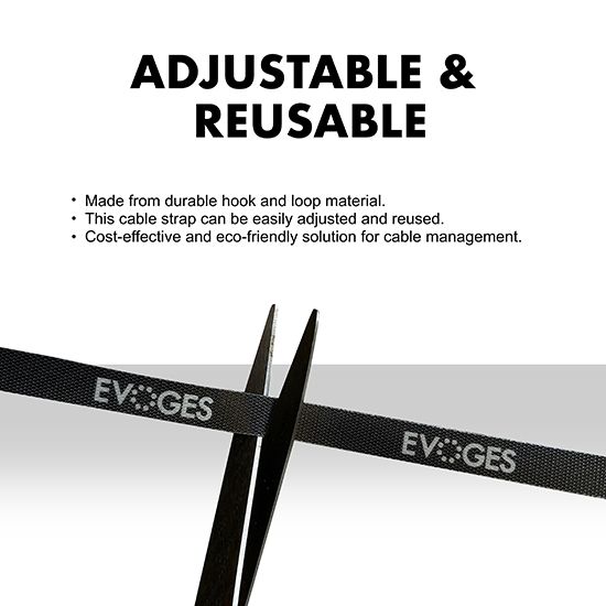 Picture of 10mm Black Cable Strap – Reusable, Adjustable Cable Tidy (5m)