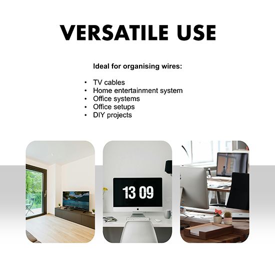 Picture of 1m x 10mm Black & White Cable Straps – Reusable, Adjustable Cable Tidy, Pack of 2