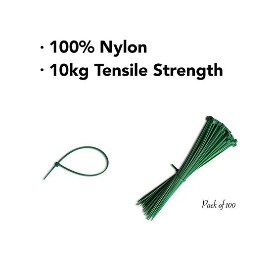 Picture of 2.5x200mm Green Nylon Cable Ties (Pack of 100) 