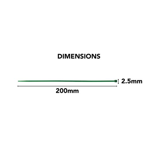 Picture of 2.5x200mm Green Nylon Cable Ties (Pack of 100) 