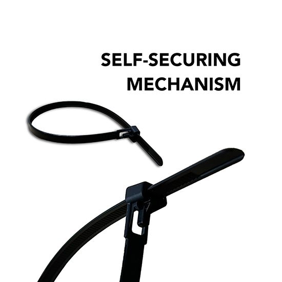 Picture of 4.8x200mm Black Reusable Releasable Cable Ties - Heavy Duty Nylon Cable Clip (Pack of 50)