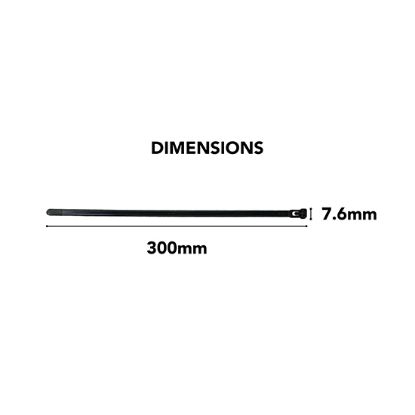 Picture of 7.6x300mm Black Reusable Releasable Cable Ties - Heavy Duty Nylon Cable Clip (Pack of 10)