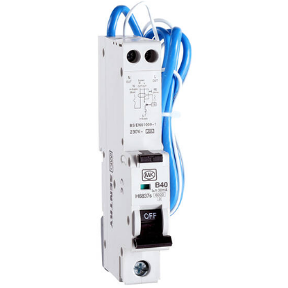 Picture of 40A SINGLE POLE 1 MODULE TYPE A RCBO