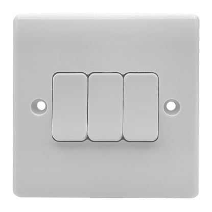 Picture of Vector 3 Gang 2 Way 10AX Single Pole Switch White