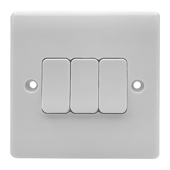 Picture of Vector 3 Gang 2 Way 10AX Single Pole Switch White
