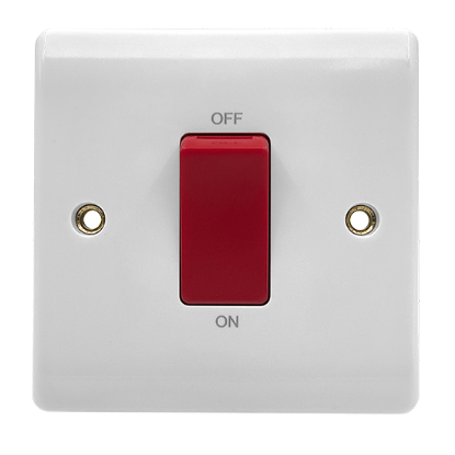 Picture of Vector 1 Gang 45A Double Pole Switch Single Plate White