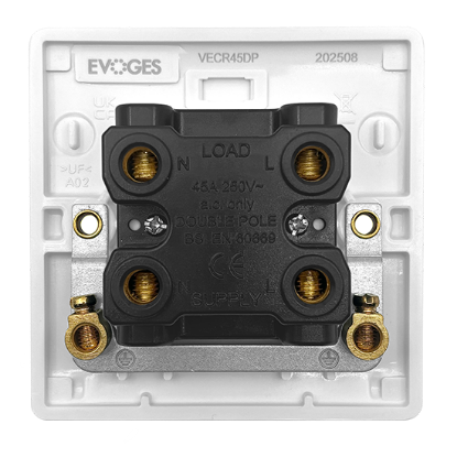 Picture of Vector 1 Gang 45A Double Pole Switch Single Plate White