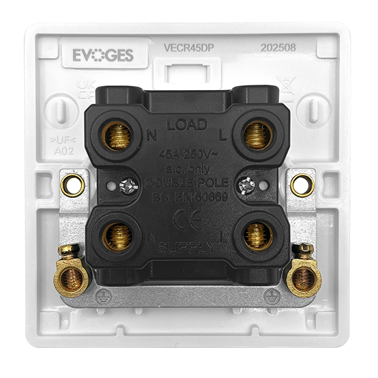 Picture of Vector 1 Gang 45A Double Pole Switch Single Plate White