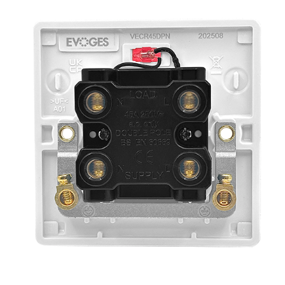 Picture of Vector 1 Gang 45A Double Pole Switch with Neon Single Plate White