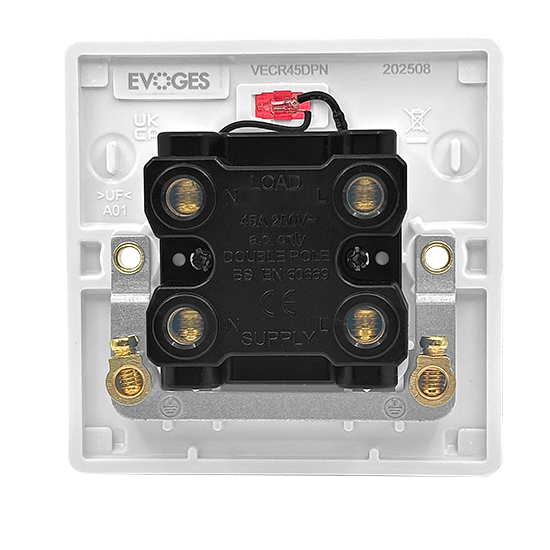 Picture of Vector 1 Gang 45A Double Pole Switch with Neon Single Plate White