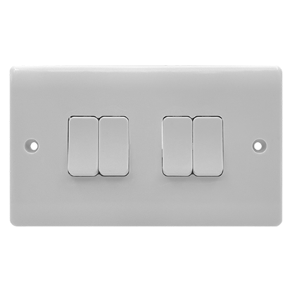 Picture of Vector 4 Gang 2 Way 10AX Single Pole Switch White
