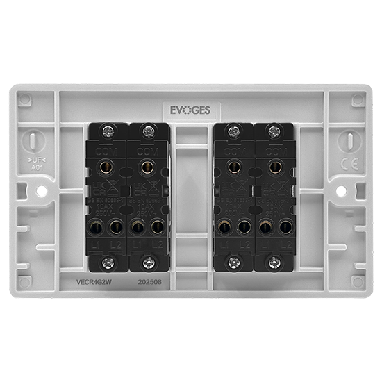 Picture of Vector 4 Gang 2 Way 10AX Single Pole Switch White