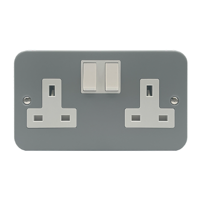 Picture of Vector 13A 2 Gang Metal Clad Switched Socket 