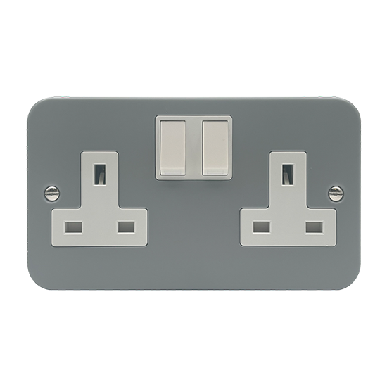 Picture of Vector 13A 2 Gang Metal Clad Switched Socket 