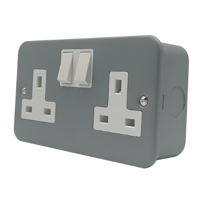 Picture of Vector 13A 2 Gang Metal Clad Switched Socket 