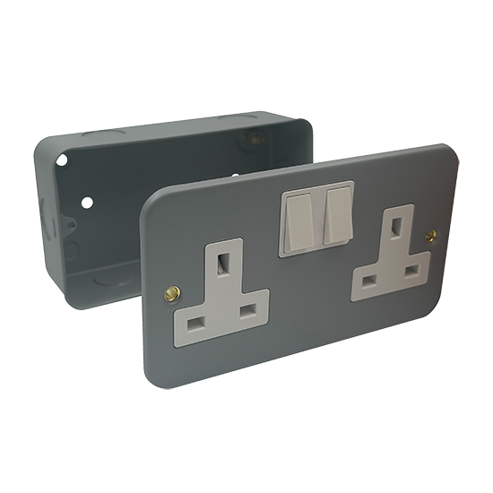Picture of Vector 13A 2 Gang Metal Clad Switched Socket 