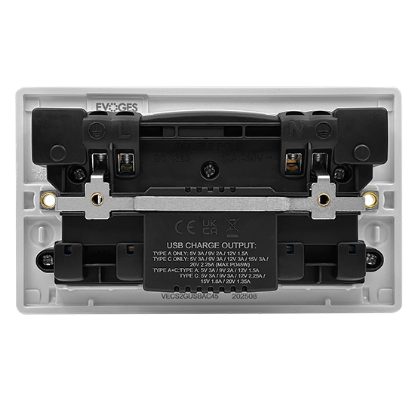 Picture of Vector 13A 2 Gang Double Pole Switched Socket with USB 45W Type A + C White