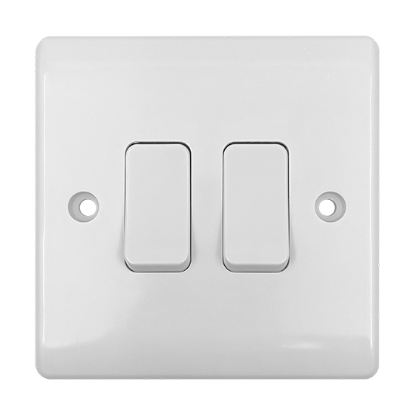 Picture of Vector 2 Gang 2 Way 10AX Single Pole Switch White 
