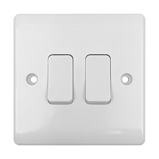 Picture of Vector 2 Gang 2 Way 10AX Single Pole Switch White 
