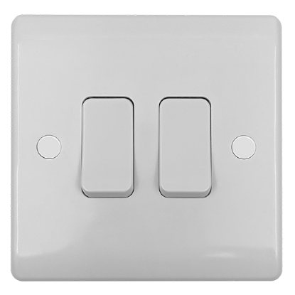Picture of Vector 2 Gang 2 Way 10AX Single Pole Switch White 