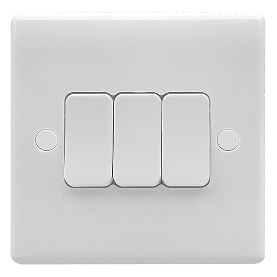Picture of Vector 3 Gang 2 Way 10AX Single Pole Switch White